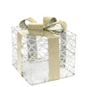 PREZENT LED ŚWIECĄCY SREBRNY ZŁOTY 18x15x15cm ŚWIĄTECZNA OZDOBA POD CHOINKĘ