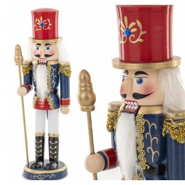 FIGURKA DZIADEK DO ORZECHÓW 25cm NIEBIESKI CZERWONY OZDOBA ŚWIĄTECZNA NA ŚWIĘTA