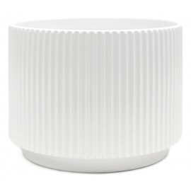 DONICZKA BIAŁA CERAMICZNA 15x19cm OKRĄGŁA PRĄŻKOWANA NOWOCZESNA MATOWA 20