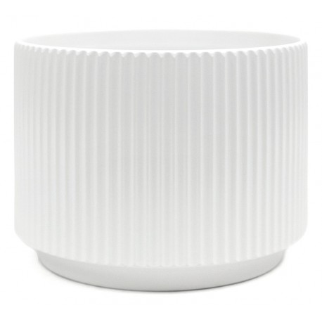 DONICZKA BIAŁA CERAMICZNA 15x19cm OKRĄGŁA PRĄŻKOWANA NOWOCZESNA 20 MATOWA