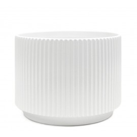 DONICZKA BIAŁA CERAMICZNA 12x12cm OKRĄGŁA PRĄŻKOWANA NOWOCZESNA MATOWA 10