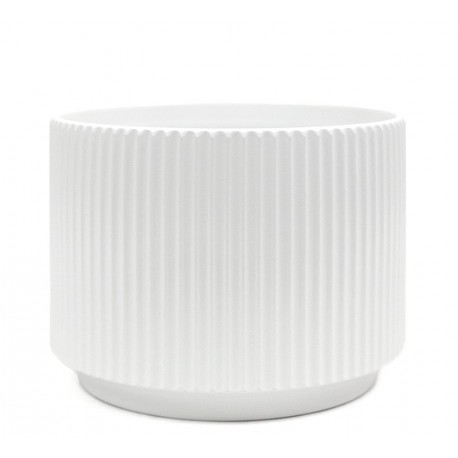 DONICZKA BIAŁA CERAMICZNA 12x12cm OKRĄGŁA PRĄŻKOWANA NOWOCZESNA MATOWA 10