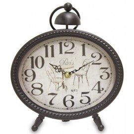 ZEGAR STOJĄCY STOŁOWY METALOWY PARIS CZARNY BEŻOWY LOFT RETRO VINTAGE