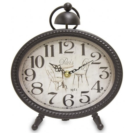 ZEGAR STOJĄCY STOŁOWY METALOWY PARIS 20cm CZARNY BEŻOWY LOFT RETRO VINTAGE