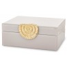 SZKATUŁKA NA BIŻUTERIĘ SZKLANA BEŻOWA SZAMPAŃSKA ZŁOTA PUDEŁKO