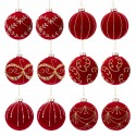 BOMBKI CHOINKOWE AKSAMITNE 8cm CZERWONE ZŁOTE KPL 12szt BOMBKA NA CHOINKĘ