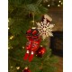 BOMBKI CHOINKOWE BUTY NARCIARSKIE Z NARTAMI KPL 2szt CZERWONE CZARNE