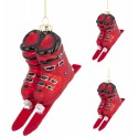 BOMBKI CHOINKOWE BUTY NARCIARSKIE Z NARTAMI KPL 2szt CZERWONE CZARNE