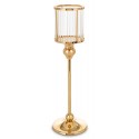 ŚWIECZNIK METALOWY ZŁOTY 36cm NOWOCZESNY GLAMOUR Z KLOSZEM 35