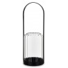 ŚWIECZNIK METALOWY SZKLANY CZARNY 30x11cm Z UCHWYTEM LOFT