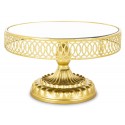 PATERA TACA PODSTAWKA ZŁOTA LUSTRZANA 25cm STYLOWA NA NÓŻCE Z LUSTREM