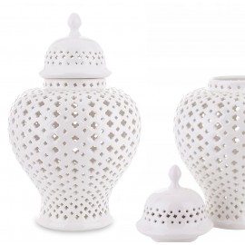 POJEMNIK CERAMICZNY BIAŁY WAZON AMFORA 37cm AŻUROWY DEKORACYJNY 35 40