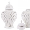 POJEMNIK CERAMICZNY BIAŁY WAZON AMFORA 37cm AŻUROWY DEKORACYJNY 35 40