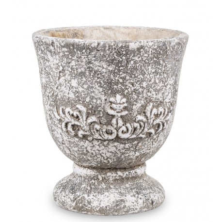 DONICZKA OKRĄGŁA BETONOWA SZARA RUSTYKALNA 18x16cm NA NÓŻCE OSŁONKA 15