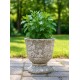 DONICZKA OKRĄGŁA BETONOWA SZARA RUSTYKALNA 21x20cm NA NÓŻCE OSŁONKA