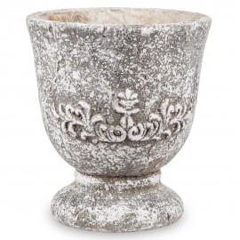 DONICZKA OKRĄGŁA BETONOWA SZARA RUSTYKALNA 21x20cm NA NÓŻCE OSŁONKA