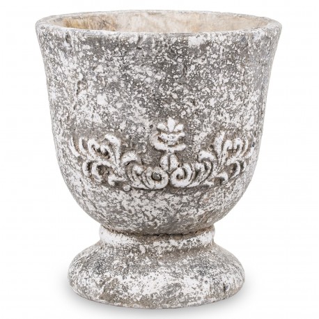 DONICZKA OKRĄGŁA BETONOWA SZARA RUSTYKALNA 21x20cm NA NÓŻCE OSŁONKA