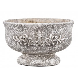 DONICZKA OWALNA BETONOWA SZARA RUSTYKALNA 15x25cm NA NÓŻCE OSŁONKA 20