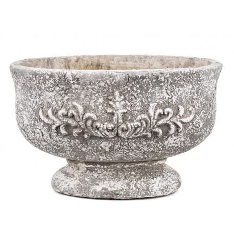 DONICZKA OWALNA BETONOWA SZARA RUSTYKALNA 15x25cm NA NÓŻCE OSŁONKA 20