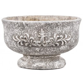 DONICZKA OWALNA BETONOWA SZARA RUSTYKALNA 18x30cm NA NÓŻCE OSŁONKA 20