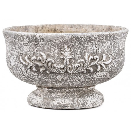 DONICZKA OWALNA BETONOWA SZARA RUSTYKALNA 18x30cm NA NÓŻCE OSŁONKA 20