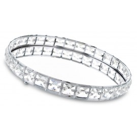 TACA LUSTRZANA SREBRNA METALOWA 28cm Z LUSTREM KAMIENIAMI GLAMOUR 30