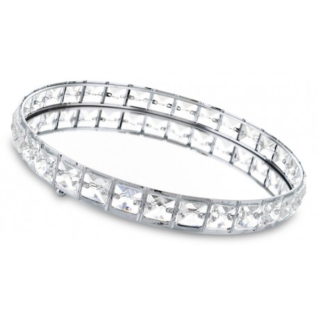 TACA LUSTRZANA SREBRNA METALOWA 28cm Z LUSTREM KAMIENIAMI GLAMOUR 30