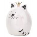 SKARBONKA CERAMICZNA KOT KOTEK BIAŁY CZARNY Z KORONĄ 12x10cm FIGURKA