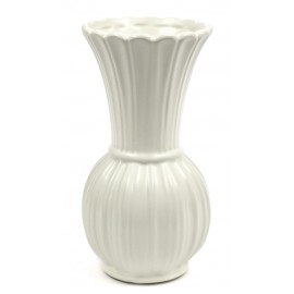 WAZON CERAMICZNY Z KAMIONKI BIAŁY 19x10cm WAZONIK PRĄŻKOWANY TŁOCZONY 20