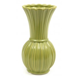 WAZON CERAMICZNY Z KAMIONKI ZIELONY 19x10cm WAZONIK PRĄŻKOWANY TŁOCZONY 20