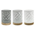 ŚWIECZNIK METALOWY 17x10cm AŻUROWY 3szt BIAŁY SZARY BRĄZOWY LOFT LAMPION