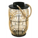 LAMPION RATTANOWY BRĄZOWY CZARNY 30cm Z UCHWYTEM ZE SZNURA JUTOWEGO