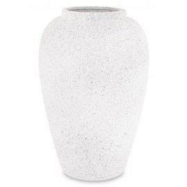 WAZON BIAŁY CZARNY CERAMICZNY 30cm Z EFEKTEM KAMIENIA NOWOCZESNY MATOWY