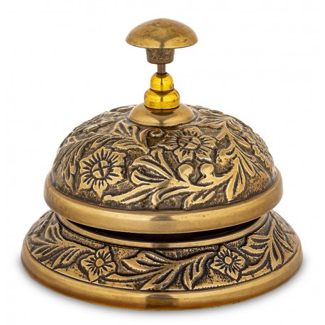 DZWONEK RECEPCYJNY HOTELOWY BARMAŃSKI ZŁOTY ZDOBIONY DEKORACYJNY