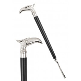 DŁUGA ŁYŻKA DO BUTÓW CZARNA 46cm Z UCHWYTEM W KSZTAŁCIE GŁOWY ORŁA METALOWA