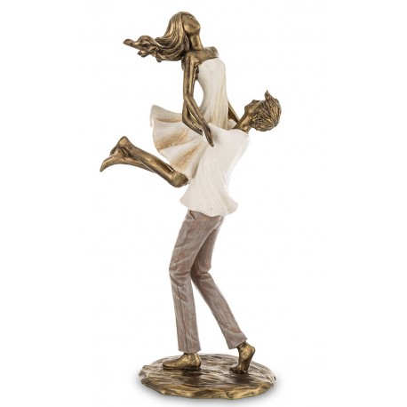 FIGURKA ZAKOCHANA PARA UNIESIENIE MIŁOŚCI 30cm ZŁOTA BIAŁA BEŻOWA