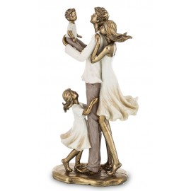 FIGURKA RODZINA Z DZIEĆMI 25cm ZŁOTA BIAŁA BEŻOWA Z 2 DWOJGIEM DZIECI