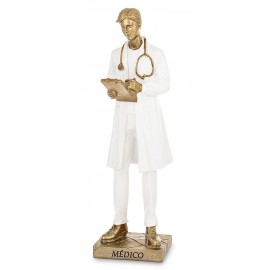 FIGURKA MĘŻCZYZNA LEKARZ 25cm BIAŁA ZŁOTA DOKTOR MEDYK 20 30