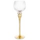 ŚWIECZNIK SZKLANY KIELICH 40cm ZŁOTY PRZEZROCZYSTY PRĄŻKOWANY NA 1 ŚWIECĘ TEALIGHT