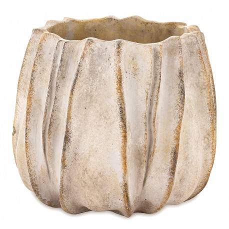 DONICZKA SZARA BEŻOWA 24x25cm KWIAT W KSZTAŁCIE KWIATA OSŁONKA CEMENTOWA