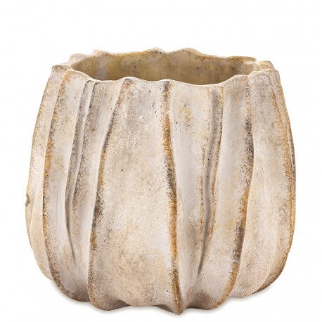 DONICZKA SZARA BEŻOWA 18x19cm KWIAT W KSZTAŁCIE KWIATA OSŁONKA CEMENTOWA