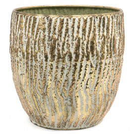 DONICZKA OSŁONKA METALOWA ZŁOTA 35x35cm RETRO POSTARZANA 40 DONICA OKRĄGŁA