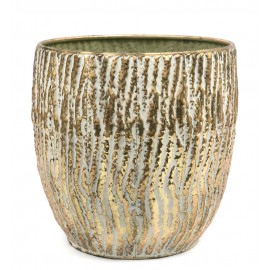 DONICZKA OSŁONKA METALOWA ZŁOTA 30x30cm RETRO POSTARZANA DONICA OKRĄGŁA