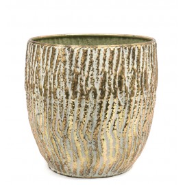 DONICZKA OSŁONKA METALOWA ZŁOTA 30x30cm RETRO POSTARZANA DONICA OKRĄGŁA