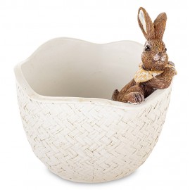 DONICZKA Z ZAJĄCEM KRÓLIKIEM WIELKANOCNYM 13x12cm BIAŁA ECRU OSŁONKA MISKA