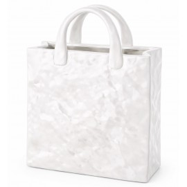 WAZON BIAŁY TOREBKA 27cm NOWOCZESNY GLAMOUR POŁYSK DEKORACJA 25