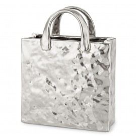 WAZON SREBRNY TOREBKA 27cm NOWOCZESNY GLAMOUR POŁYSK DEKORACJA 25