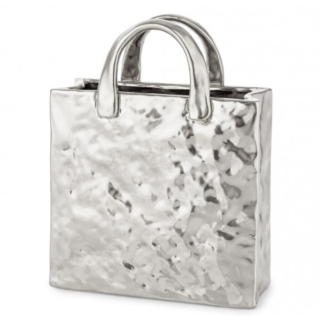 WAZON SREBRNY TOREBKA 27cm NOWOCZESNY GLAMOUR POŁYSK DEKORACJA 25