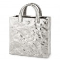 WAZON SREBRNY TOREBKA 27cm NOWOCZESNY GLAMOUR POŁYSK DEKORACJA 25