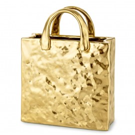 WAZON ZŁOTY TOREBKA 27cm NOWOCZESNY GLAMOUR POŁYSK DEKORACJA 25